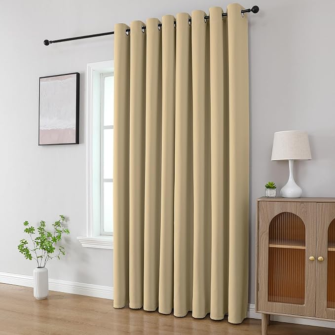 CUCRAF Beige Blackout Curtains 96 inch Length 2 Panels Set, Room Darkening - Image 8