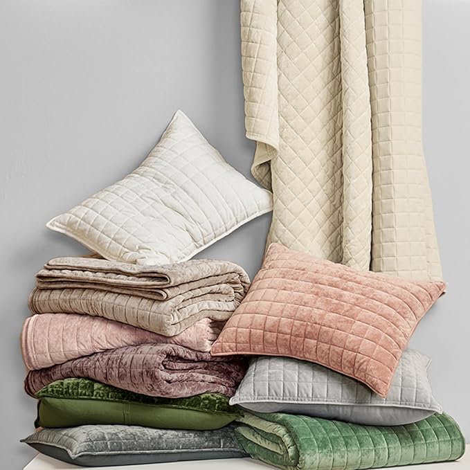RECYCO Channel Box Stitch Velvet Quilt Set, King Size, Loden Green | Ultra Soft - Image 7