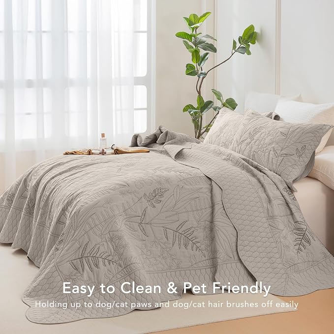 Lady Ann Oversized Queen Quilt Set, Soft & Lightweight Linen Feel Quilted - Image 6