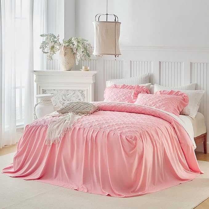 Ruffle Skirt Bedspread Set Flower Style - Image 3