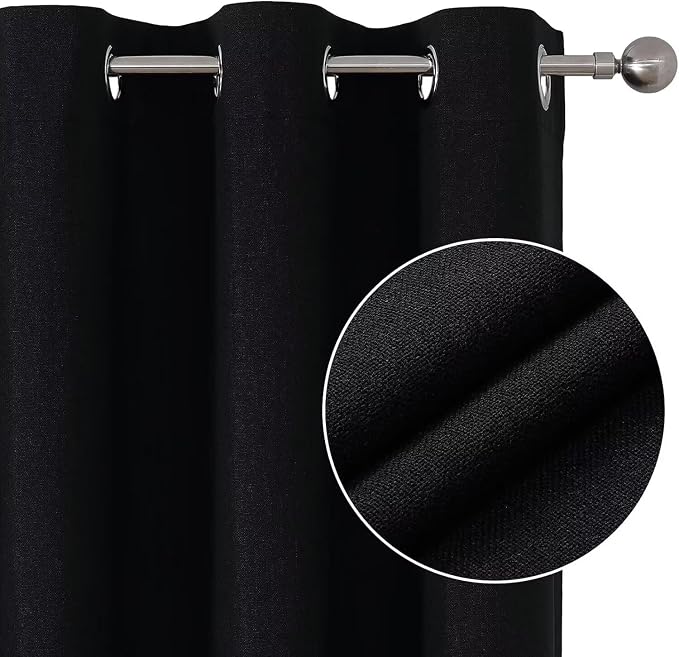 Joydeco Black Blackout Curtains 90 Inches Long, Curtains 90 Inch Length 1 Panel - Image 2