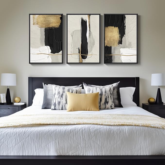Framed Modern Black and White Abstract Wall Art - Image 8