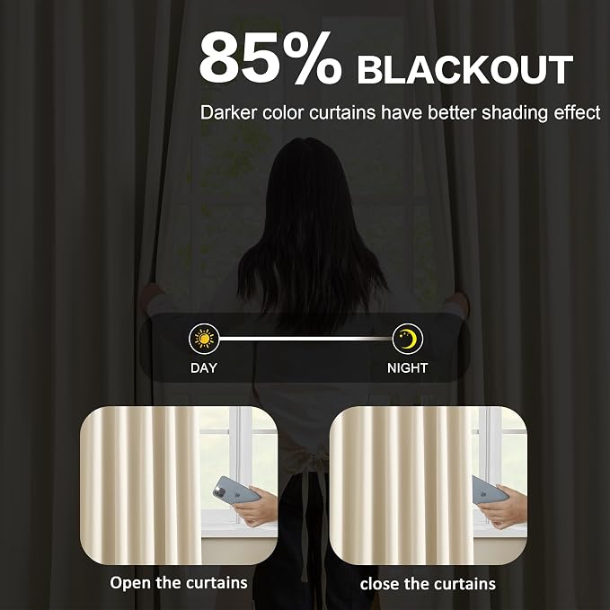 Cream Beige Room Darkening Privacy Curtains 84 Inches Long 72 Inch Wide - Image 3