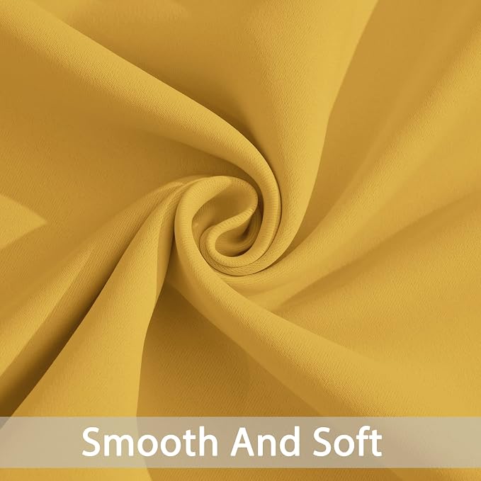 Yakamok Blackout Curtains 38x72 inch Mustard Yellow Thermal Drapes-Bedroom | 2 - Image 4