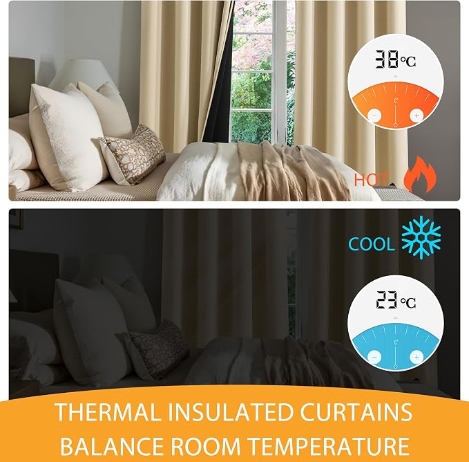 RYB HOME 100% Blackout Bedroom Living Room Curtains 96 inches Long 2 Panels | - Image 5