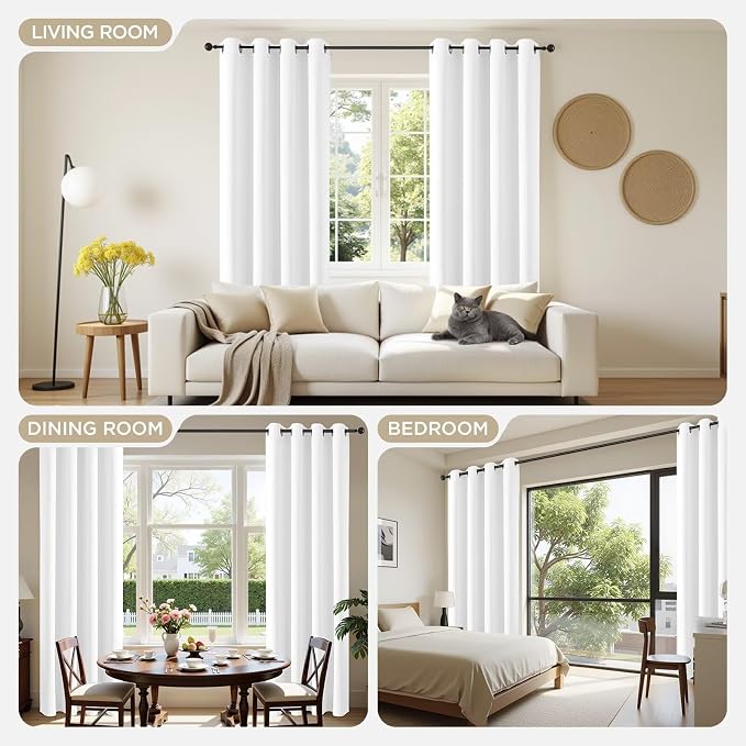 Joydeco Curtains 108 Inches Long 2 Panels Set, Thermal Insulated Long Curtains& - Image 4