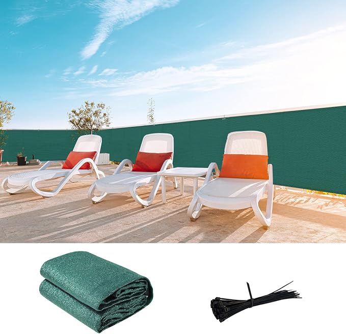 LOVE STORY Custom Size 3' x 16' Balcony Privacy Screen Cover, Dark Green | HDPE by LOVESTORY