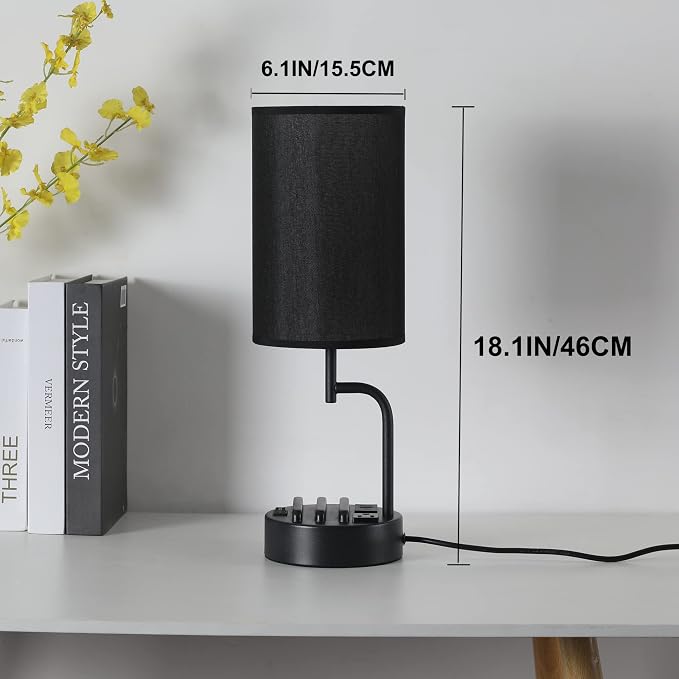 Dreamholder Table Lamp with 3 USB Charging Ports, Modern Desk Lamp with AC - Image 3