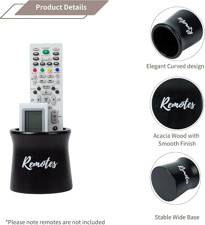 Small Black Wood Remote Control Holder, Organizer - Image 4