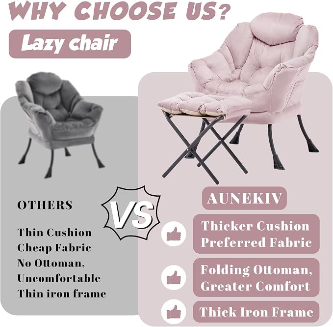 Lazy Chair with Ottoman, Comfy Reading Chair, Lounge Chair - Image 5