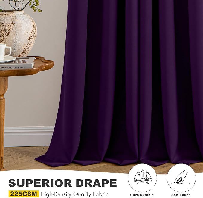 MIULEE Blackout Curtains for Bedroom 2 Panel 40 x 54 Inch Long Royal Purple | - Image 5