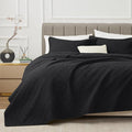 EXQ Home Twin Quilt Set Lightweight Squares Pattern Black Bedding Set | Soft by EXQHomeTexitleCoLtd