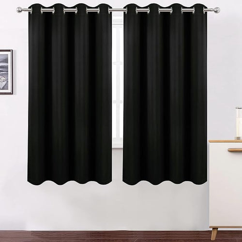 100% Blackout Curtains 52 x 63 Inch/Black Curtains 2 Panels - Image 2