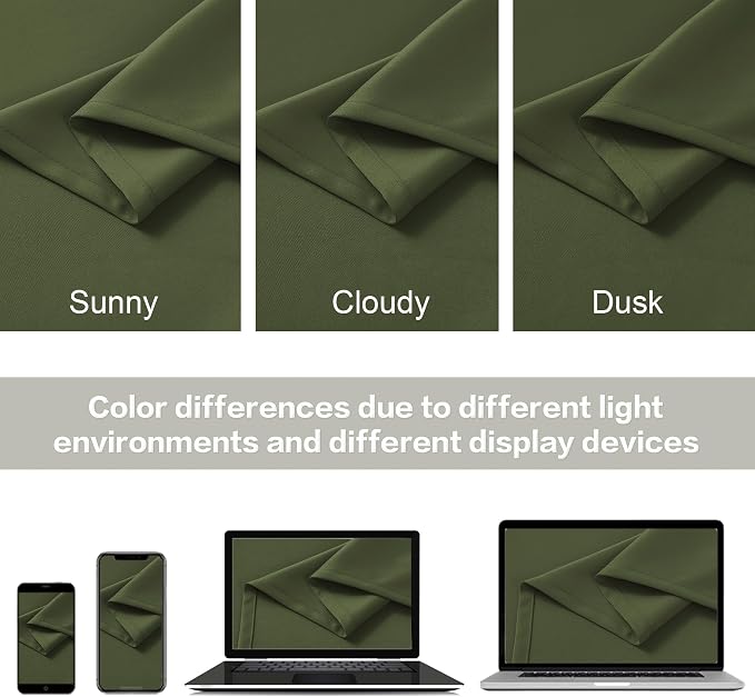 Olive Dark Green Curtains 90 Length 2 Panels, 52 by 90 Inches Long - Image 6