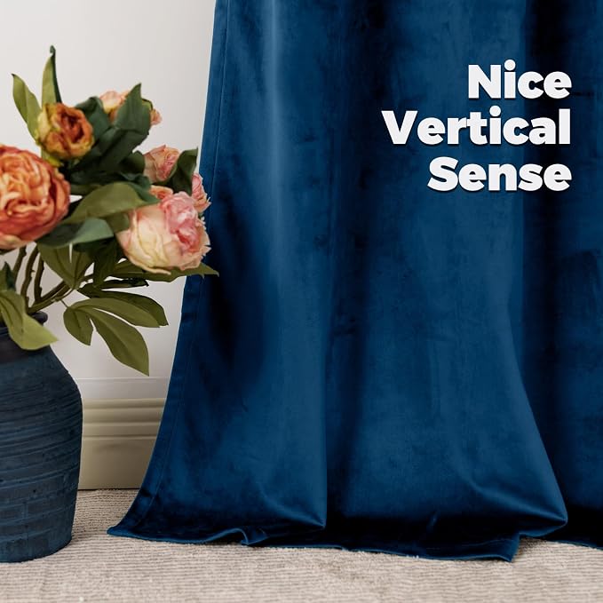 BGment Dark Blue Velvet Curtains - Image 6