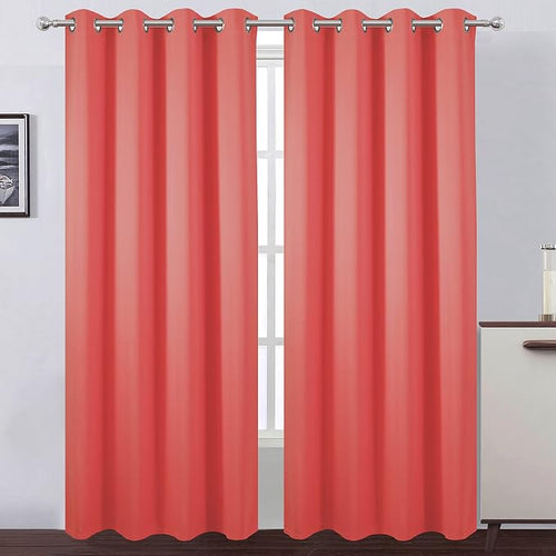 100% Blackout Curtains 52 x 95 Inch/Coral Curtains 2 Panels - Image 2