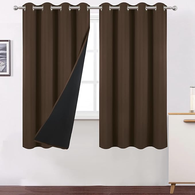 100% Blackout Chocolate Brown Curtains by Lemomo