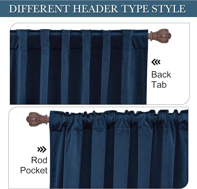 RYB HOME Velvet Curtains 108 inches Long, Extra Long High Ceiling Curtains | - Image 3