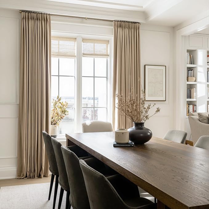 Beige Velvet Pinch Pleated Curtains 84 Inches Long - Image 2