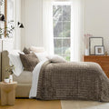 RECYCO Channel Box Stitch Velvet Quilt Set, Twin/Twin XL Size, Dune Brown | by RECYCOHOMECOLLECTION