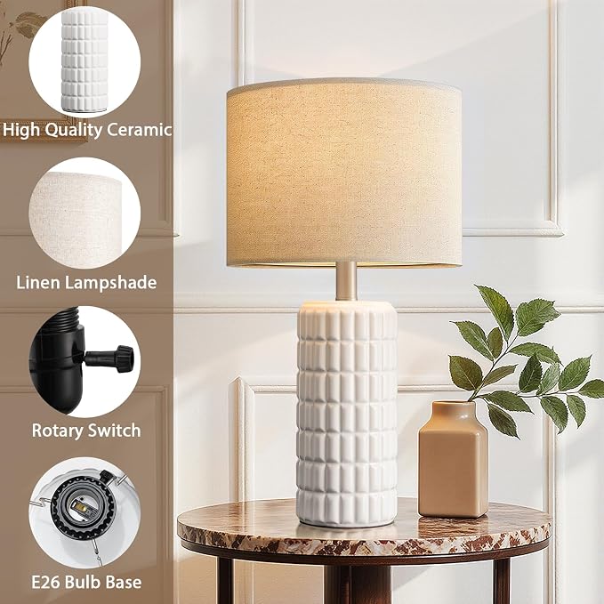 Seealle 23" Modern Ceramic Table Lamps Set of 2, Lamps - Image 5
