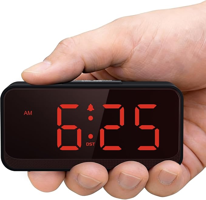 Battery Operated Small Alarm Clock: Compact Cordless Design | Digital Large by SruBambi