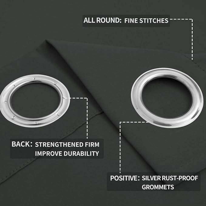 Easy-Going Blackout Curtains for Bedroom, Solid Thermal Insulated Grommet and - Image 4