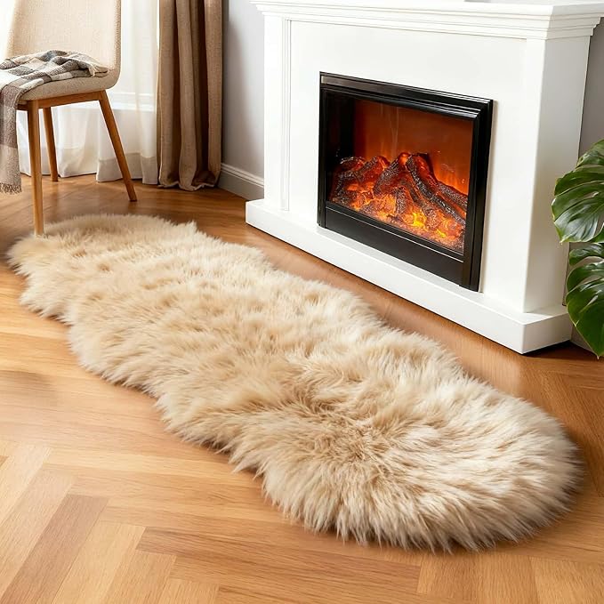 linmopm Faux Fur Sheepskin Rug, 2x6 ft Runner | Shag Fluffy Fuzzy, High-Density by Limopmfauxfurproducts