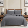 Cozy Line Home Fashions 100% Cotton Quilt Set – 3-Piece Charcoal Gray Solid by CozyLineHomeFashions