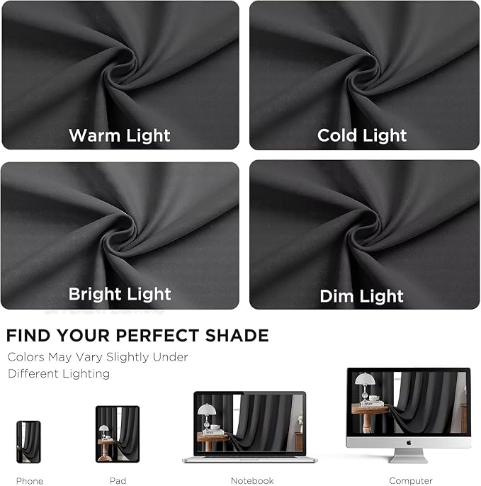 Joydeco Blackout Curtains 95 Inch Length 2 Panels Set, Thermal Insulated Grey - Image 9