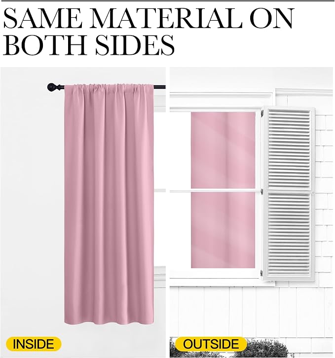 NICETOWN Blackout Curtains for Bedroom, Rouge Pink, 1 Pair, 42 by 45-inch - Image 5