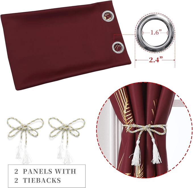 Burgundy Red Room Darkening Curtains 72 Inches Long - Image 5
