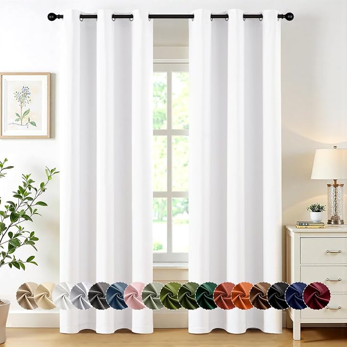 MIULEE Blackout Curtains for Bedroom 2 Panels 40 x 80 Inch Long Pure White | by MIULEE
