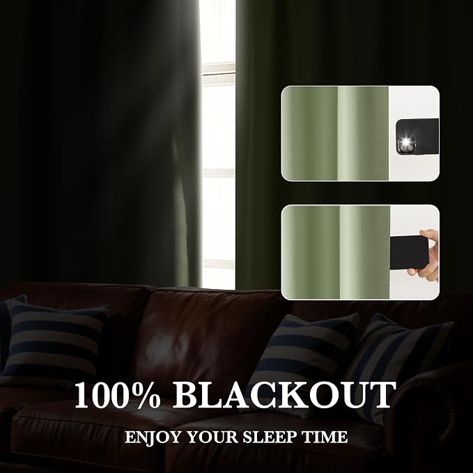 RYB HOME Bedroom Blackout Curtains 54 inches Long, 100% Blackout | Thermal - Image 4