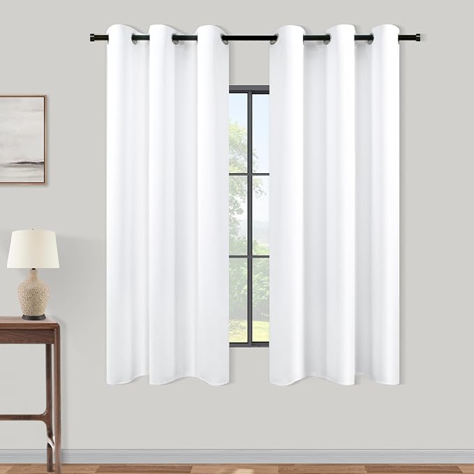 KOUFALL 48 Inch Curtains for Bathroom, Room Darkening Blackout Short Window by KOUFALL