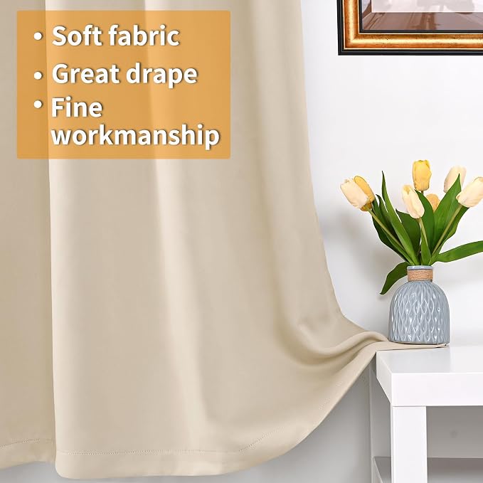 YoungsTex 100% Blackout Curtains 48 Inches Long, Thermal Insulated Black Out - Image 5