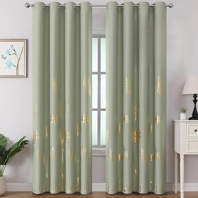 Sage Green Blackout Curtains for Living Room 90 Inches Long, Room Darkening by ESTELARTEXTILER