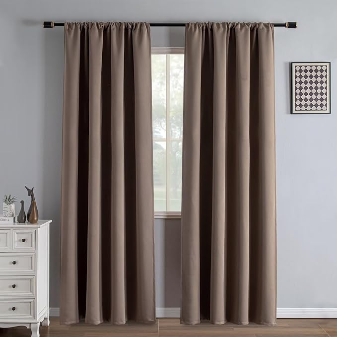 IGEMAEVE Blackout Curtains for Bedroom Grommets Khaki 52" W x 84" L | Living by IGEMAEVE
