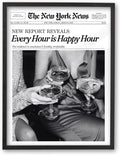 iHery Small 8x10in Every Hour Is Happy Hour Framed Newspaper Wall Art | Black by iHery