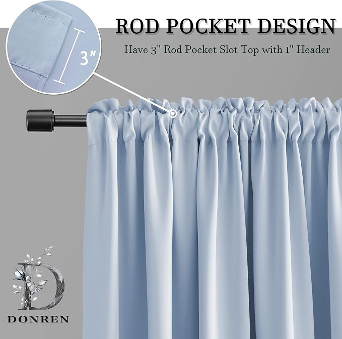 Dream Blue Living Room Curtain Panels, Energy Saving Thermal Insulated Room - Image 3