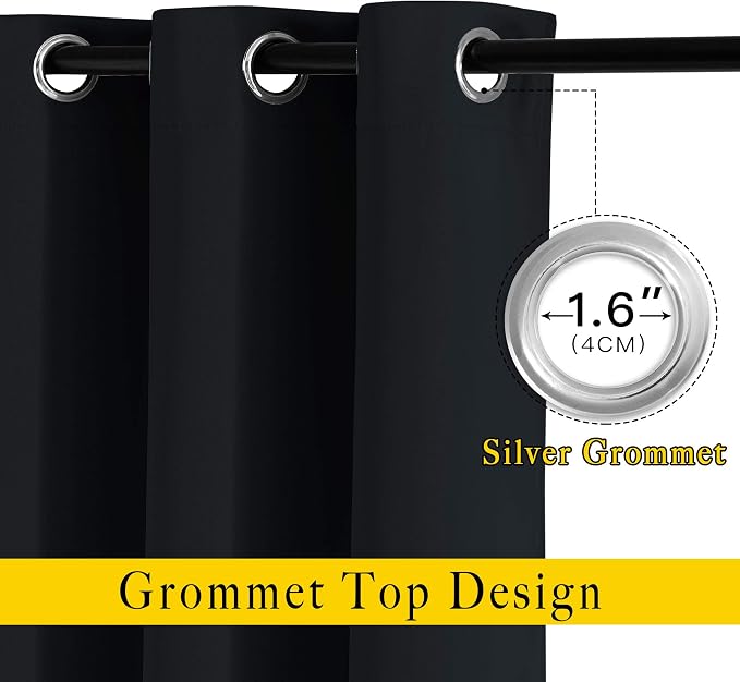 NICETOWN Black Out Curtains 102 inches Long, Grommet Thermal Insulated Solid - Image 2