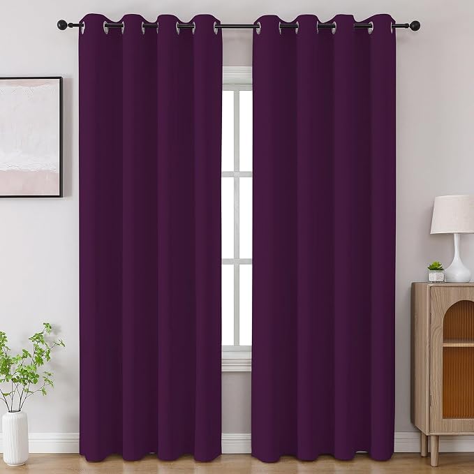 CUCRAF Purple Blackout Curtains 84 inch Length 2 Panels Set, Room Darkening by CUCRAF