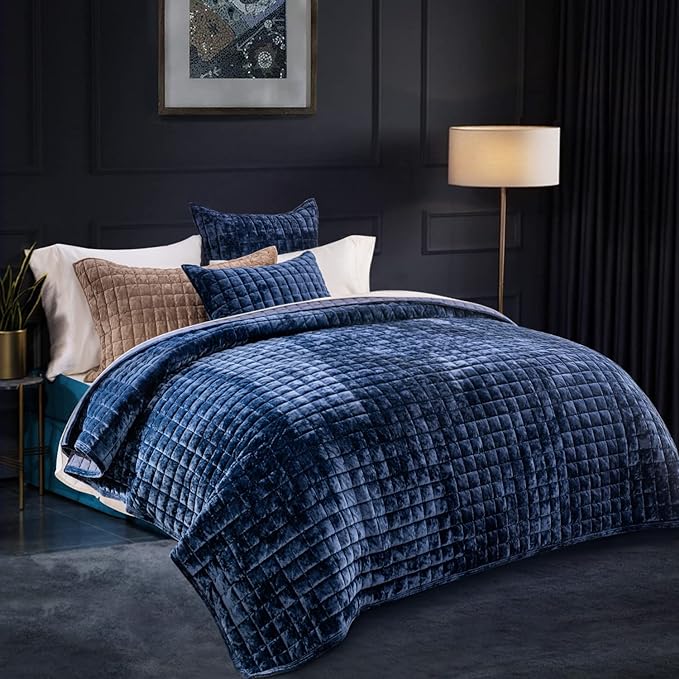 RECYCO Velvet Quilt Set, Oversized California King 118"x106", Ultra Soft - Image 2