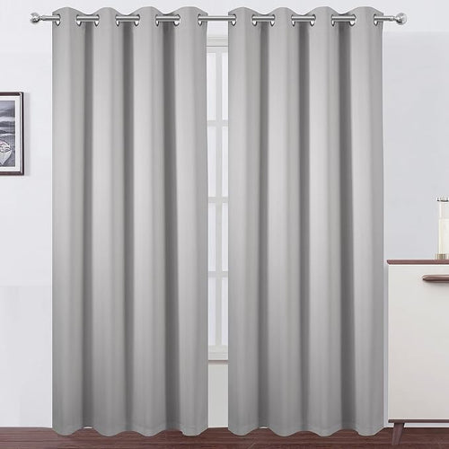 100% Blackout Curtains 52 x 84 Inch/Light Grey Curtains 2 Panels - Image 2