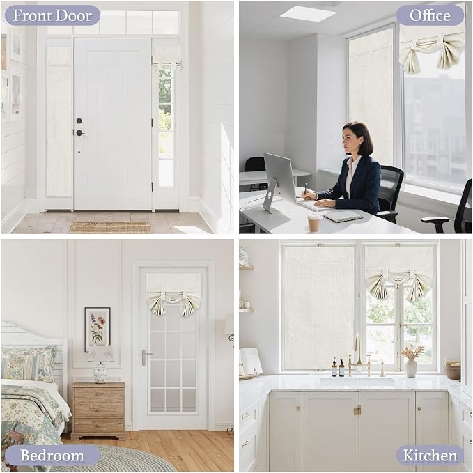 RYB HOME 100% Blackout Curtains Sidelight Window, Linen Textured | Linen - Image 9