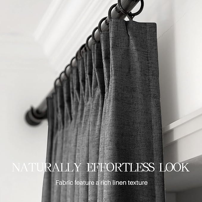 Pinch Pleated Linen Curtains 100% Blackout 63 Inches Long - Image 6