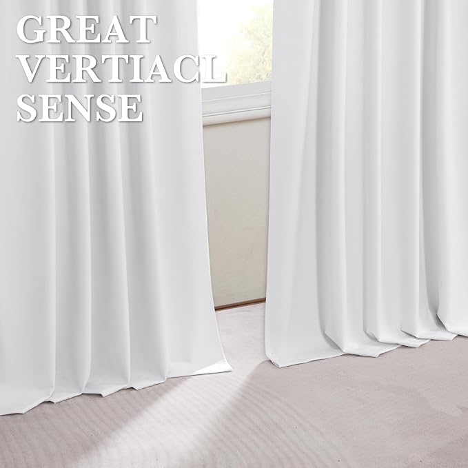 RYB HOME 100% Blackout White Velvet Curtains - Image 7