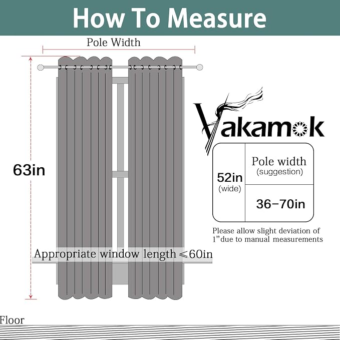 Yakamok Room Darkening Curtains 52x63 inch Length Sky Blue-Living Room | 2 - Image 7