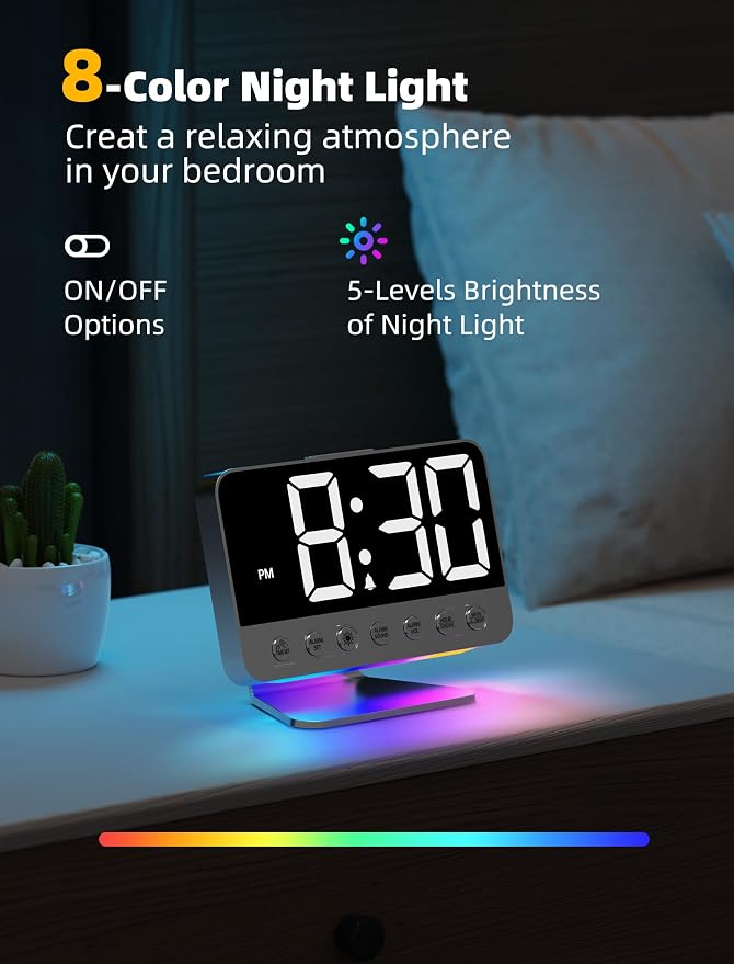 Odokee Digital Alarm Clocks for Bedrooms: Easy to Read Across The Room | Large - Image 5
