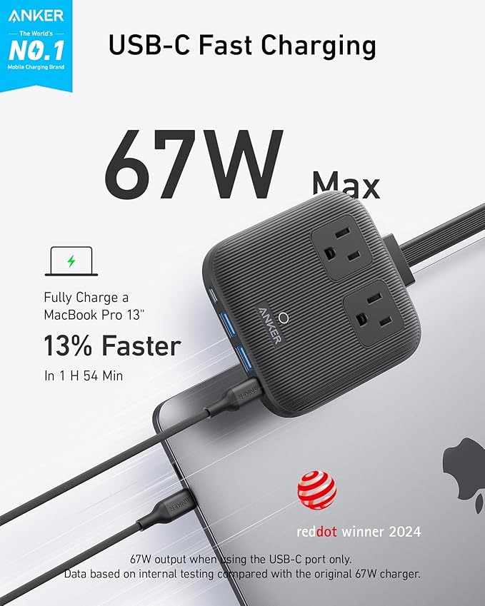 Anker Travel Power Strip, Anker Nano 67W Max 6-in-1 USB C Charger, 2 USB C | 2 - Image 2
